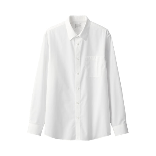 Men's Wrinkle-Resistant Long Sleeve Shirt White MUJI