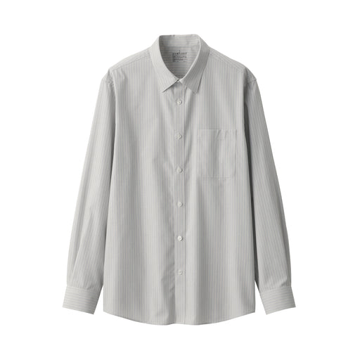 Men's Wrinkle-Resistant Long Sleeve Shirt Gray Stripe MUJI