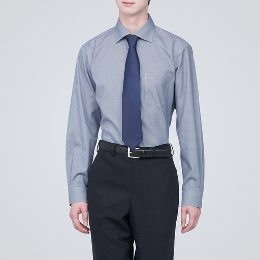 Men's Non-Iron Semi Wide Collar Patterned Shirt MUJI