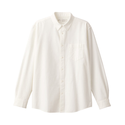 Men's Double-Brushed Flannel Shirt Off White MUJI