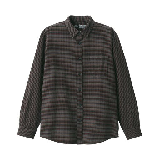 Men's Double-Brushed Flannel Shirt Beige Check MUJI