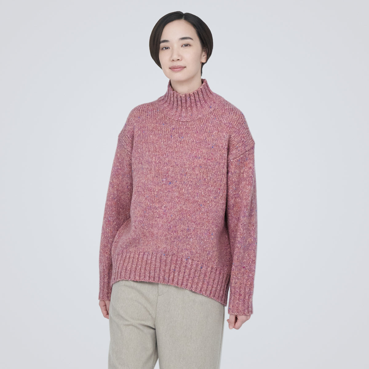 Women's Yak-Wool Mix Mock Neck Sweater | Winter Sweaters | MUJI USA