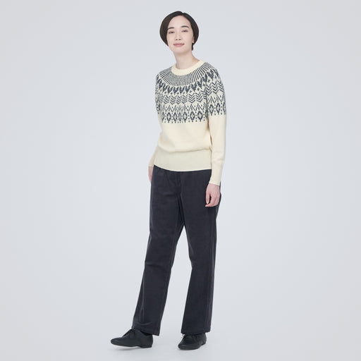 Women's Merino Wool Jacquard Crew Neck Sweater MUJI