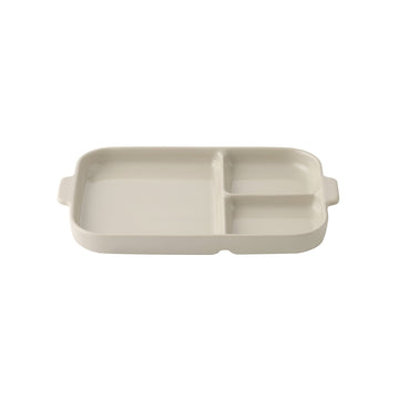 Stoneware Divided Plate - Gray Beige MUJI