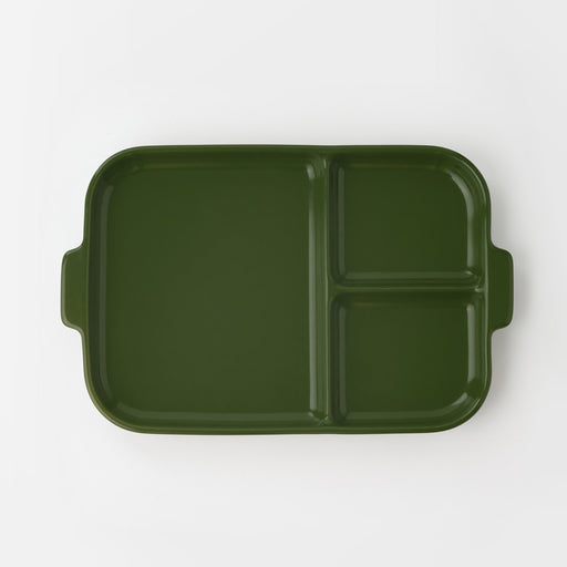 Stoneware Divided Plate - Green MUJI