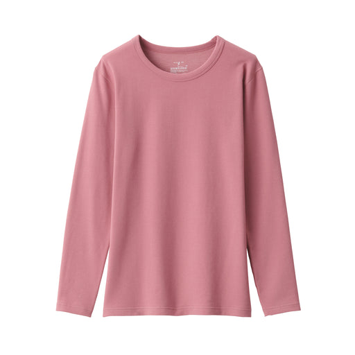 Women's Warm Thick Cotton Crew Neck Long Sleeve T-Shirt Pink MUJI