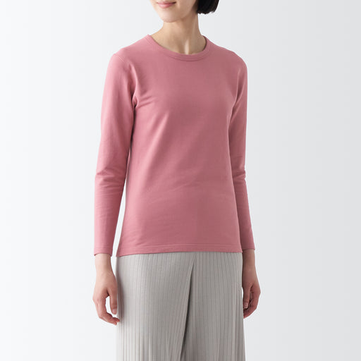 Women's Warm Thick Cotton Crew Neck Long Sleeve T-Shirt MUJI