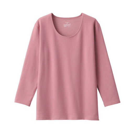 Women's Warm Thick Cotton U Neck T-Shirt Pink MUJI
