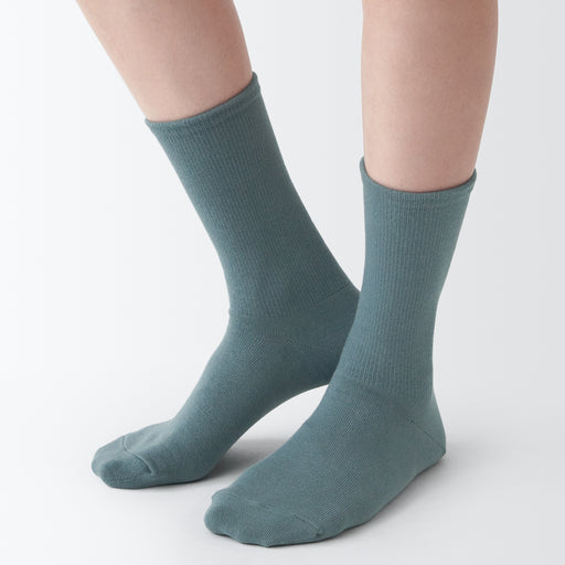 Right Angle Loose Top Tapered Socks Aqua Blue MUJI