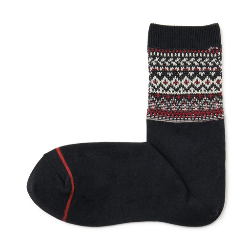 Warm Pile Cotton Patterned Socks Dark Gray Pattern MUJI
