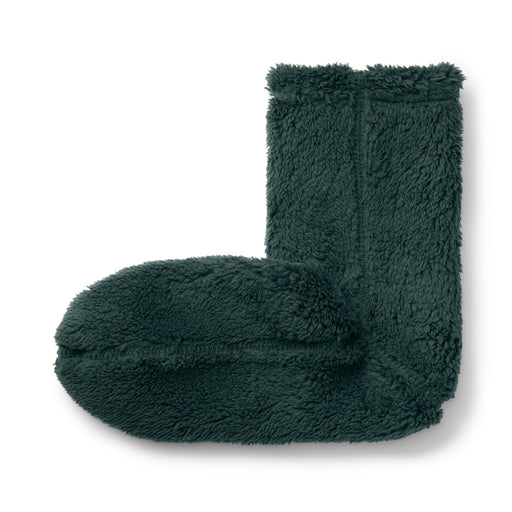 Right Angle Boa Fleece Cozy Socks Dark Green MUJI