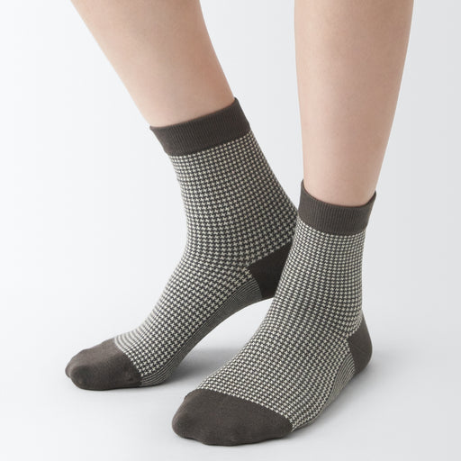 Right Angle Loose Top Short Socks - Houndstooth Pattern MUJI