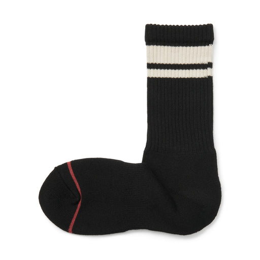 Warm Pile Cotton Stripe Socks Black Stripe MUJI