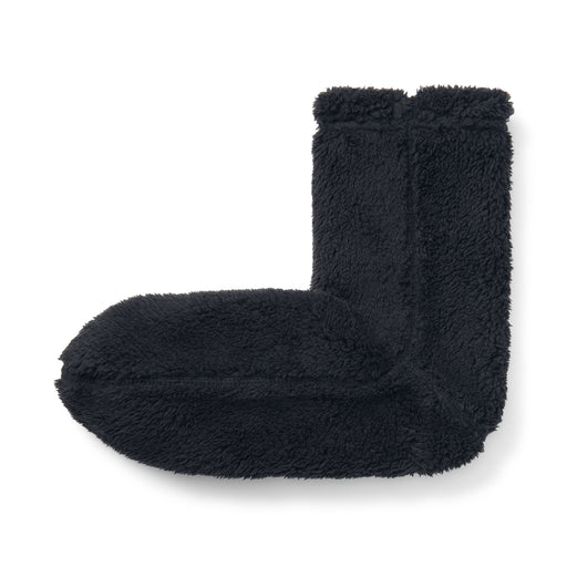 Right Angle Boa Fleece Cozy Socks Black MUJI