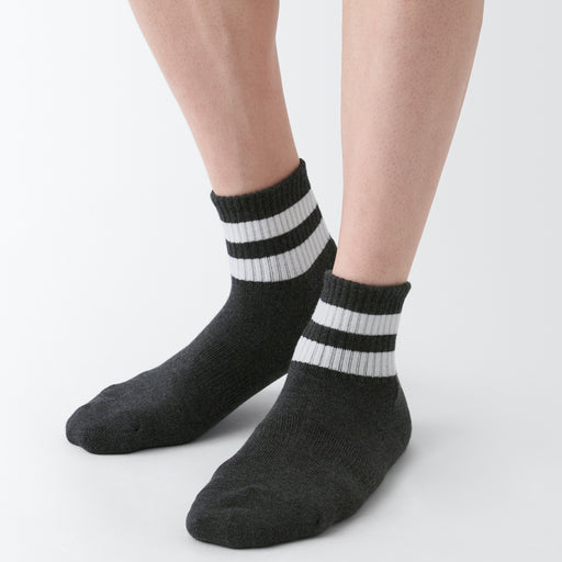 Right Angle Pile Short Socks - Stripe MUJI