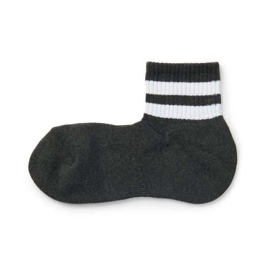 Right Angle Pile Short Socks - Stripe Charcoal Gray Stripe MUJI