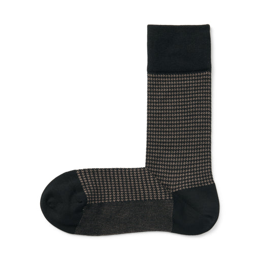Right Angle Socks - Houndstooth Pattern Dark Mocha Brown Pattern MUJI