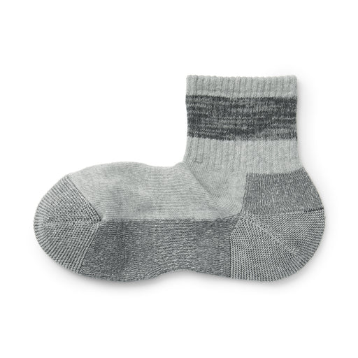 Right Angle Pile Short Socks - Pattern Gray Pattern MUJI
