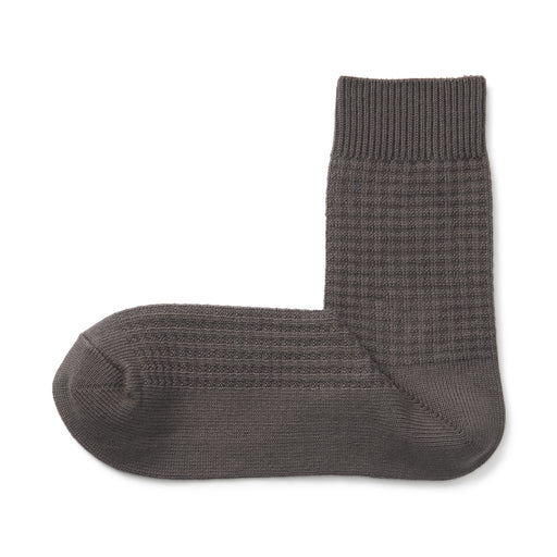 Right Angle Waffle Short Socks Dark Mocha Brown MUJI