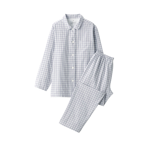 Women's Side Seamless Double Gauze Pajamas Lavender Check MUJI
