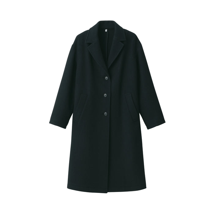 Women's Recycled Wool Blend Chester Coat - Black | MUJI USA