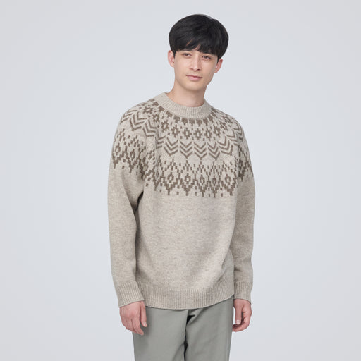 Men's Merino Wool Jacquard Crew Neck Sweater MUJI