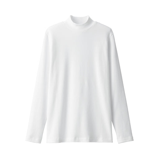Women's Stretch Ribbed Mock Neck Long Sleeve T-Shirt White MUJI