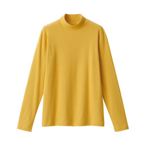 Women's Stretch Ribbed Mock Neck Long Sleeve T-Shirt Yellow MUJI