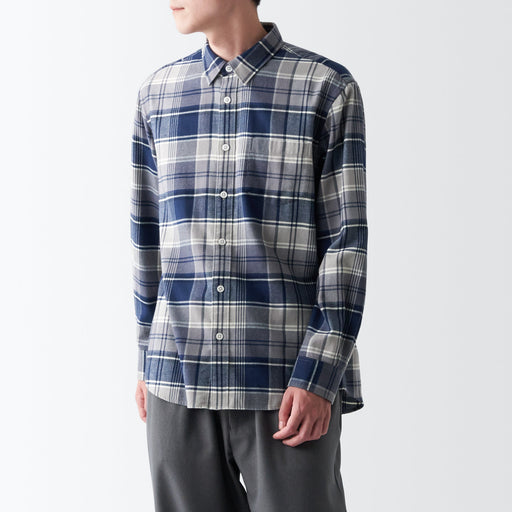 Men's Double-Brushed Flannel Patterned Shirt MUJI