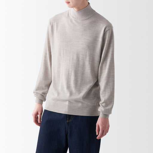 Men's High-Gauge Wool Mock Neck Sweater MUJI