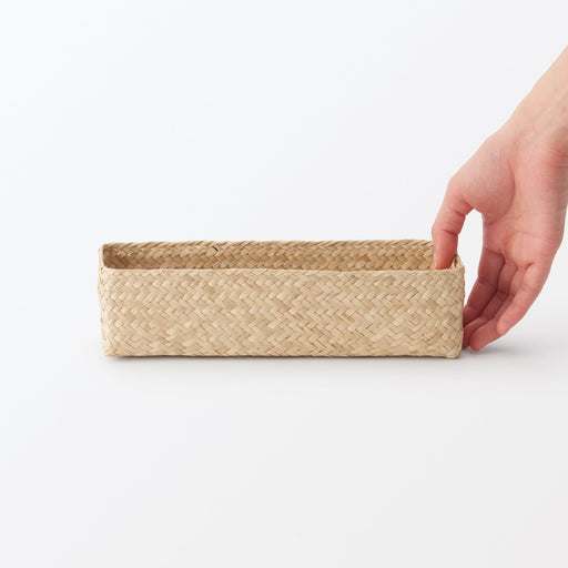 Seagrass Organizer Herringbone Rectangular Half Basket - Medium (W3.0 x D9.8 x H2.8") MUJI