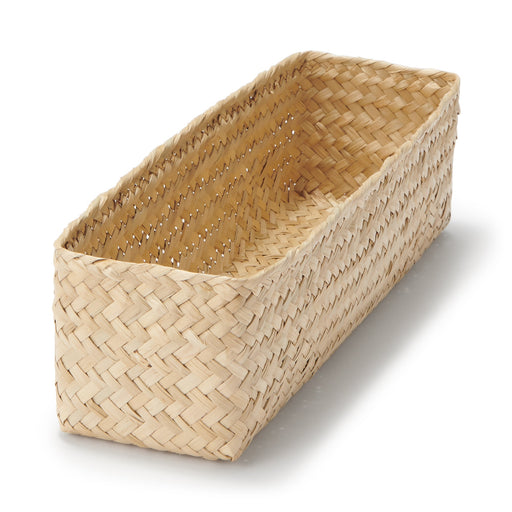 Seagrass Organizer Herringbone Rectangular Half Basket - Medium (W3.0 x D9.8 x H2.8") MUJI