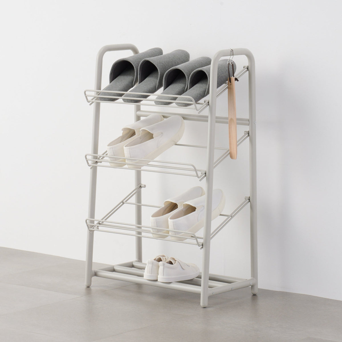 Steel Pipe Shoe Rack - Warm Gray | Household Furniture | MUJI USA