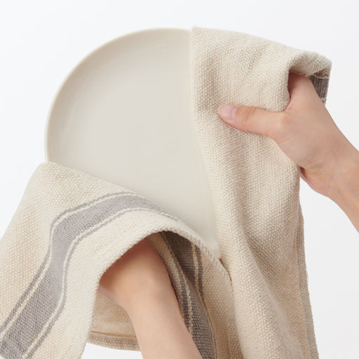 Low-Count Indian Cotton Multipurpose Cloth Striped Ends Natural Gray MUJI