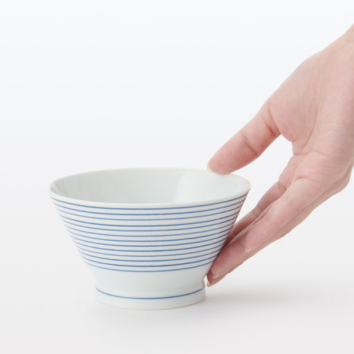 Hasami Ware Rice Bowl - Horizontal Stripes Pattern Small MUJI
