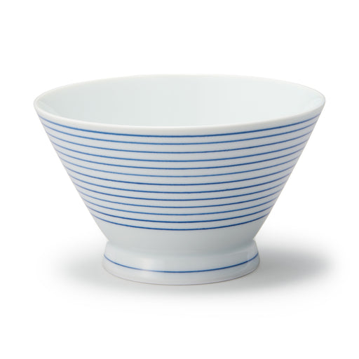 Hasami Ware Rice Bowl - Horizontal Stripes Pattern Large MUJI