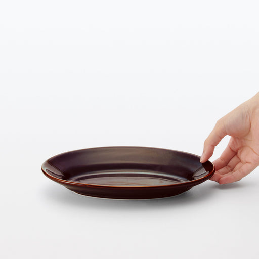Porcelain Rimmed Oval Plate Medium - Brown Glaze MUJI