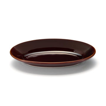Porcelain Rimmed Oval Plate Medium - Brown Glaze MUJI