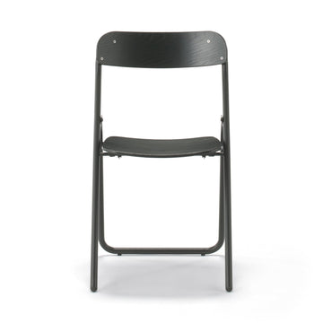 Steel Pipe Folding Chair with Wooden Seat - Dark Gray MUJI
