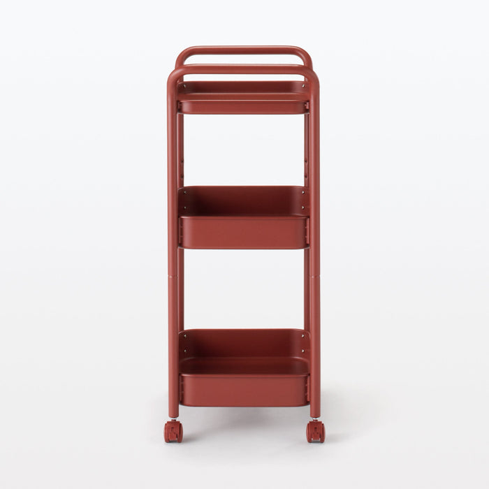 Steel Pipe Wheeled Rack - Burgundy | Utility Cart | MUJI USA