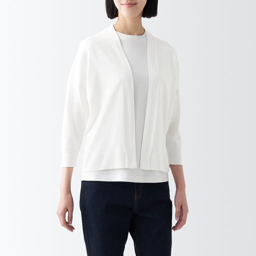 Women's High-Twist Short 3/4 Sleeve Cardigan MUJI