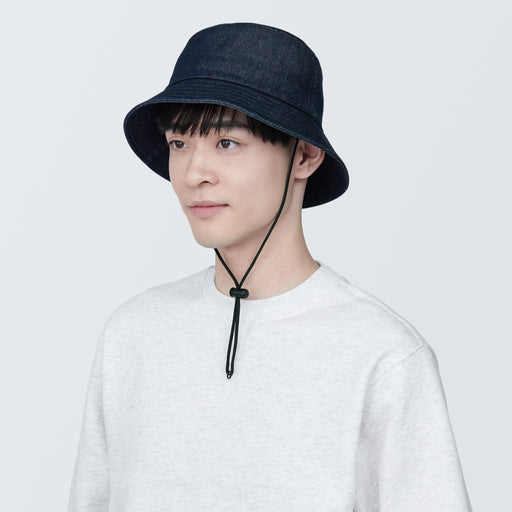 Kapok Blend Bucket Hat Indigo Blue MUJI