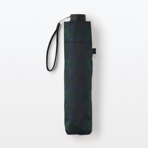 All-Weather Foldable Umbrella Dark Green Check MUJI