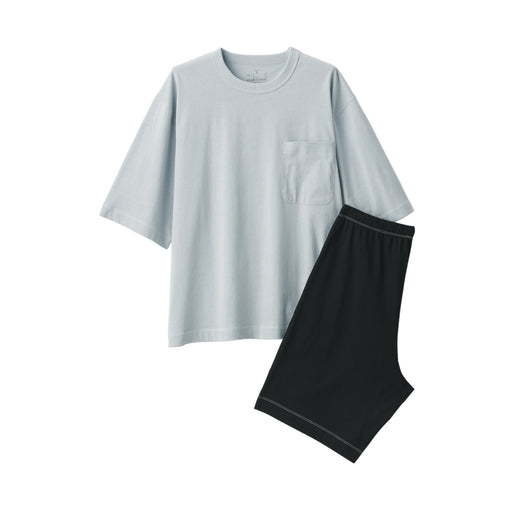Men's Moisture-Wicking Cotton Short Sleeve Loungewear Set Gray MUJI