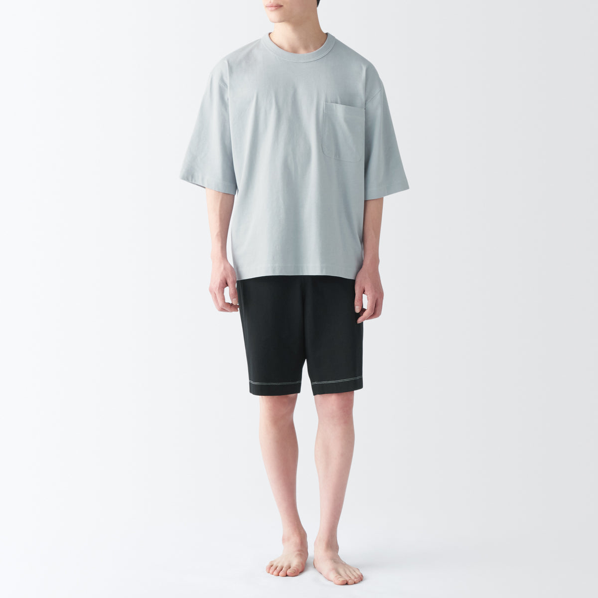 Men's Moisture-Wicking Cotton Short Sleeve Loungewear Set