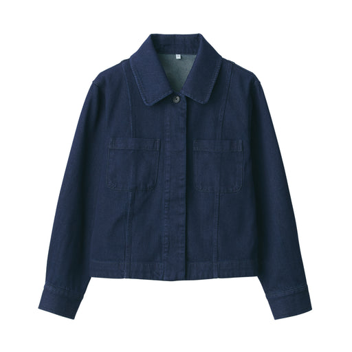 Women's Kapok Blend Denim Shirt Jacket Dark Navy MUJI