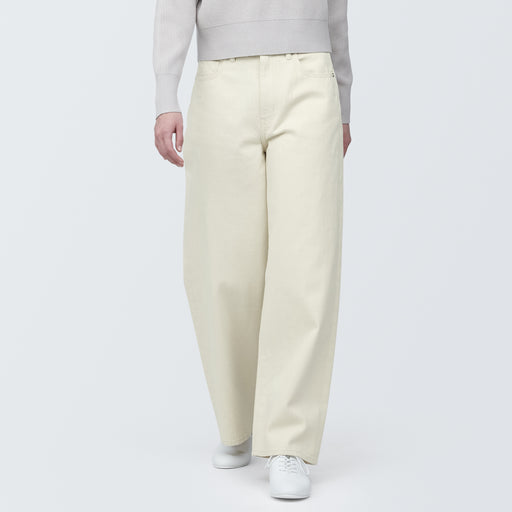 Women's Denim Wide Baggy Pants Natural MUJI