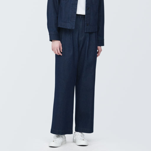Women's Kapok Blend Denim Tucked Pants MUJI
