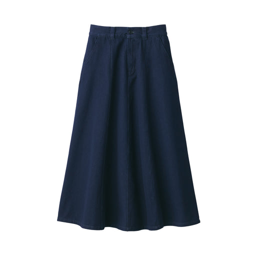 Women's Kapok Blend Denim Flare Maxi Skirt Dark Navy MUJI