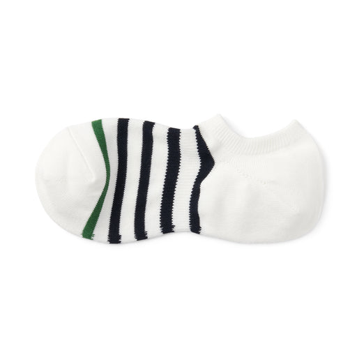 Right Angle Striped Sneaker Socks Off White Stripe MUJI